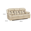 Millie 86 Inch Power Dual Recliner Sofa- Cushioned Beige Faux Leather