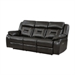 Millie 86 Inch Power Dual Recliner Sofa- Cushioned Dark Gray Faux Leather