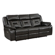 Millie 86 Inch Power Dual Recliner Sofa- Cushioned Dark Gray Faux Leather