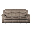Joe 88 Inch Manual Dual Recliner Sofa- Cushioned Plush Brown Microfiber
