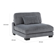 Rix 45 inch Modular Armless Chair- Gray Corduroy Fabric- Black Wood Legs
