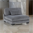 Rix 45 inch Modular Armless Chair- Gray Corduroy Fabric- Black Wood Legs