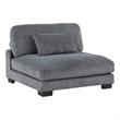 Rix 45 inch Modular Armless Chair- Gray Corduroy Fabric- Black Wood Legs