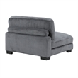 Rix 45 inch Modular Armless Chair- Gray Corduroy Fabric- Black Wood Legs