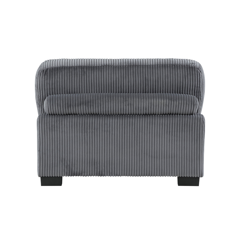 Rix 45 inch Modular Armless Chair- Gray Corduroy Fabric- Black Wood Legs