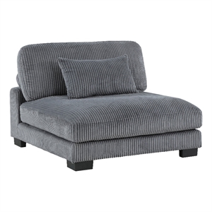 Rix 45 inch Modular Armless Chair- Gray Corduroy Fabric- Black Wood Legs