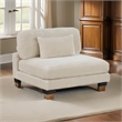 Rix 45 inch Modular Armless Chair- Beige Corduroy Fabric- Black Wood Legs