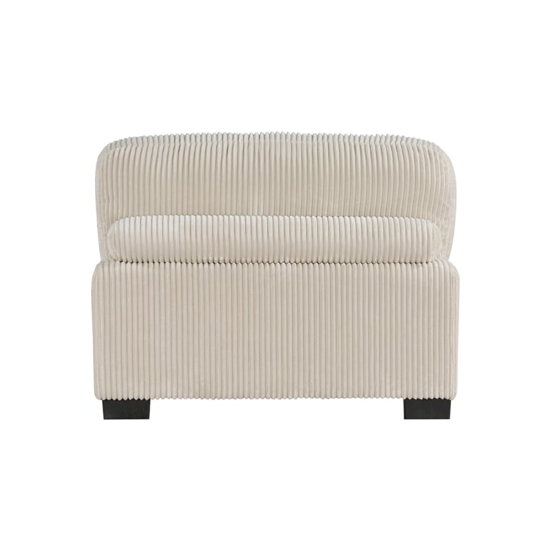 Rix 45 inch Modular Armless Chair- Beige Corduroy Fabric- Black Wood Legs