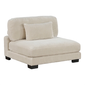 Rix 45 inch Modular Armless Chair- Beige Corduroy Fabric- Black Wood Legs