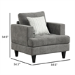 Lae 35 Inch Sofa Chair- 1 Throw Pillow- Tufted- Gray Chenille Upholstery