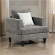 Lae 35 Inch Sofa Chair- 1 Throw Pillow- Tufted- Gray Chenille Upholstery