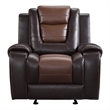 Istro 39 Inch Manual Recliner Chair- Gliding- 2 Tone Brown Faux Leather