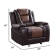 Istro 39 Inch Manual Recliner Chair- Gliding- 2 Tone Brown Faux Leather
