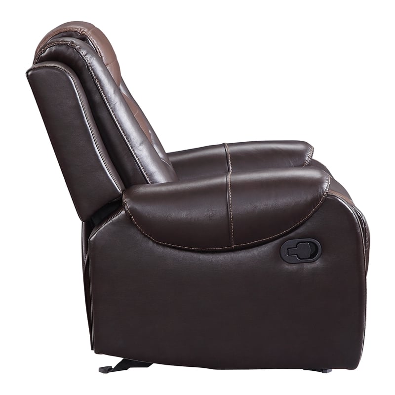 Istro 39 Inch Manual Recliner Chair- Gliding- 2 Tone Brown Faux Leather