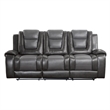 Istro 86 Inch Dual Manual Recliner Sofa- Drop Table- Gray Faux Leather
