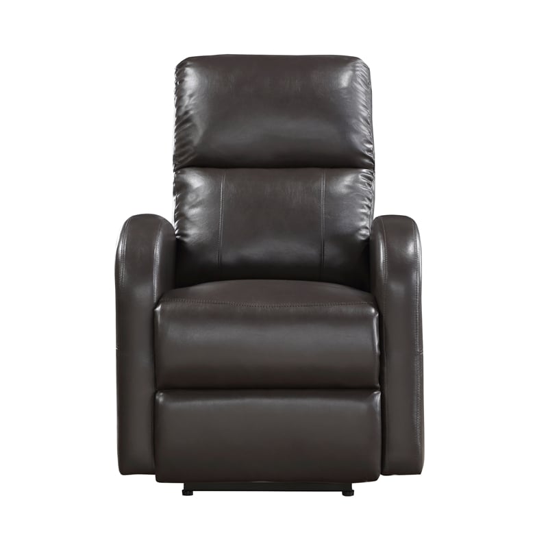 Rica 38 Inch Power Recliner Chair- Plush Brown Faux Leather- Foam Cushions
