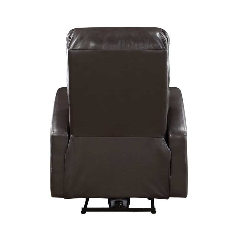 Rica 38 Inch Power Recliner Chair- Plush Brown Faux Leather- Foam Cushions