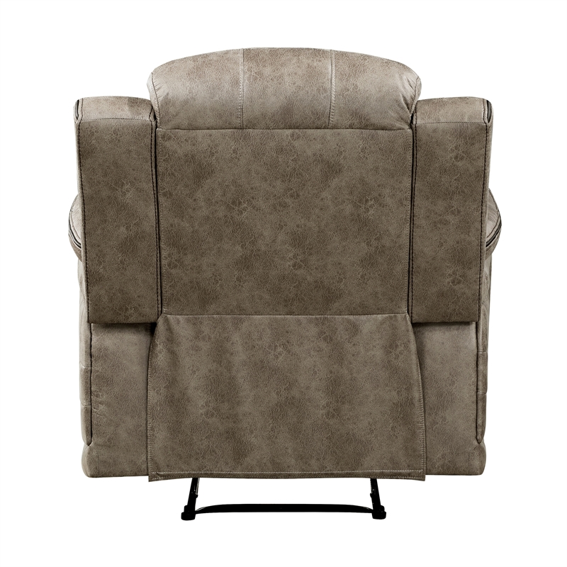 Bento 38 Inch Manual Recliner Chair- Tab Pull- Sandy Brown Microfiber