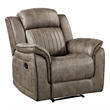 Bento 38 Inch Manual Recliner Chair- Tab Pull- Sandy Brown Microfiber
