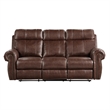 Ville 83 Inch Power Double Recliner Sofa- USB Charger- Brown Faux Leather