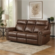Ville 83 Inch Power Double Recliner Sofa- USB Charger- Brown Faux Leather