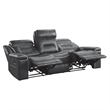 Dara 89 Inch Lay Flat Manual Recliner Sofa- Plush Dark Gray Faux Leather
