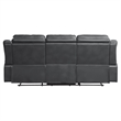 Dara 89 Inch Lay Flat Manual Recliner Sofa- Plush Dark Gray Faux Leather