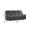 Dara 89 Inch Lay Flat Manual Recliner Sofa- Plush Dark Gray Faux Leather