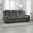 Dara 89 Inch Lay Flat Manual Recliner Sofa- Plush Dark Gray Faux Leather