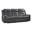 Dara 89 Inch Lay Flat Manual Recliner Sofa- Plush Dark Gray Faux Leather