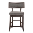 Shan 25 Inch Counter Height Chair- Nailhead Trim- Brown Wood- Set of 2