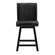 Elsa 26 Inch Swivel Counter Height Chair- Black Faux Leather- Set of 2