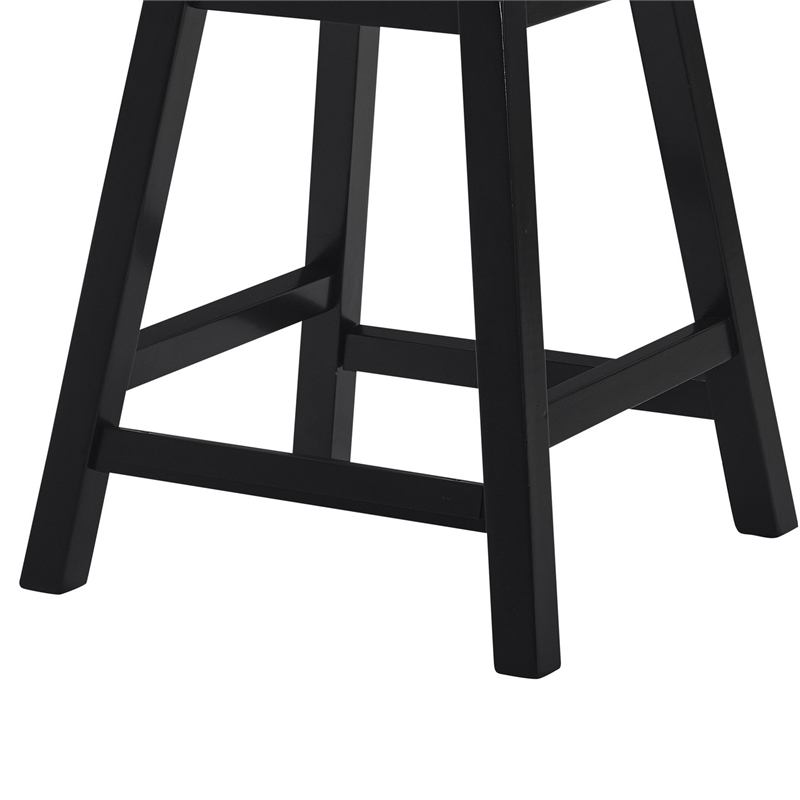 Elsa 26 Inch Swivel Counter Height Chair- Black Faux Leather- Set of 2