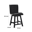 Elsa 26 Inch Swivel Counter Height Chair- Black Faux Leather- Set of 2