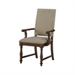 Tom 26 Inch Dining Armchair- Beige Polyester- Nailheads- Brown Wood- Set of 2