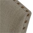 Tom 26 Inch Dining Armchair- Beige Polyester- Nailheads- Brown Wood- Set of 2