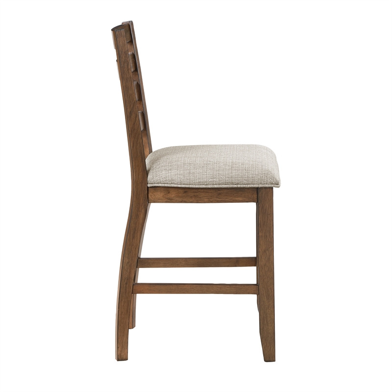 Trea 26 Inch Counter Height Chair- Ladder Back- Polyester- Cherry- Set of 2