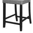 Rina 24 Inch Counter Height Chair- Gray Fabric- Black Wood- Set of 2
