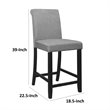 Rina 24 Inch Counter Height Chair- Gray Fabric- Black Wood- Set of 2