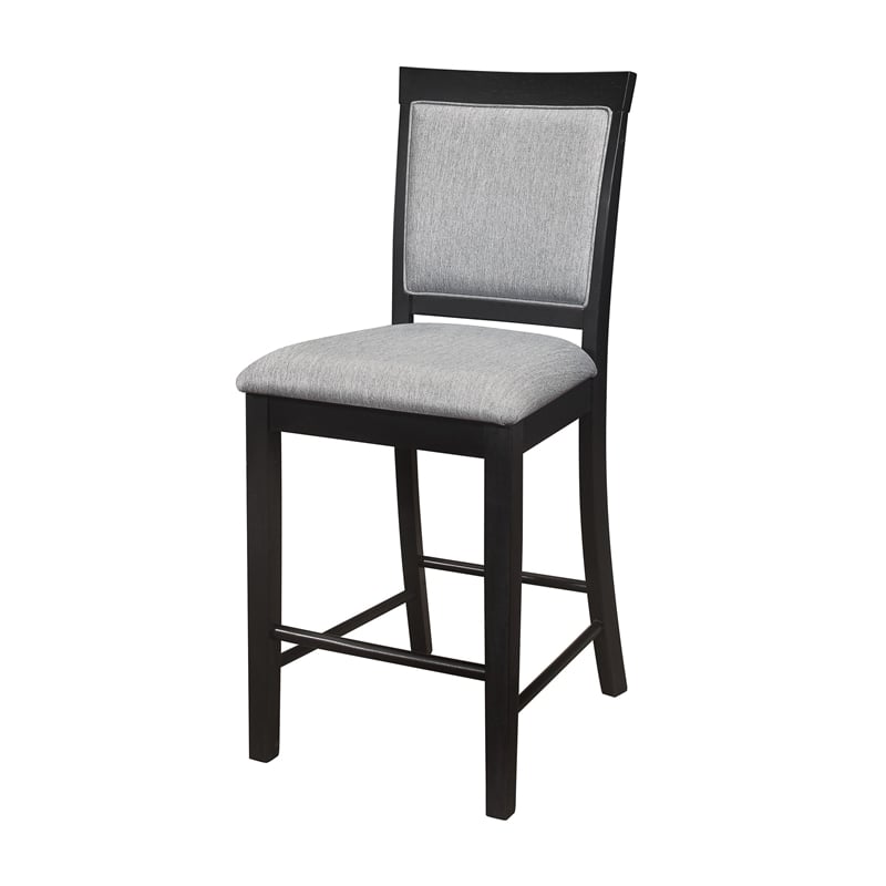 Aven 26 Inch Counter Height Chair- Gray Polyester- Black Wood- Set of 2