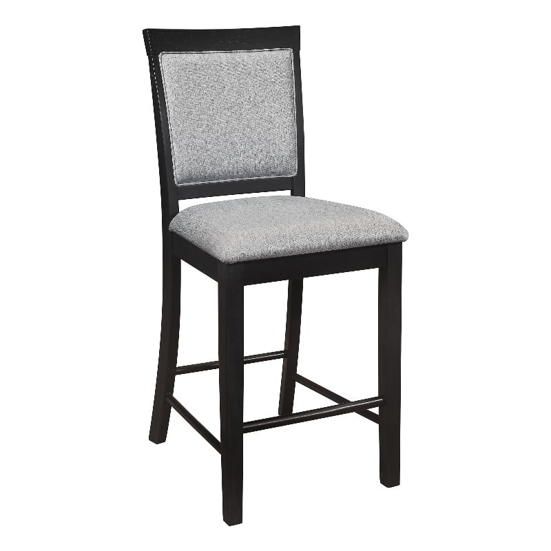 Aven 26 Inch Counter Height Chair- Gray Polyester- Black Wood- Set of 2