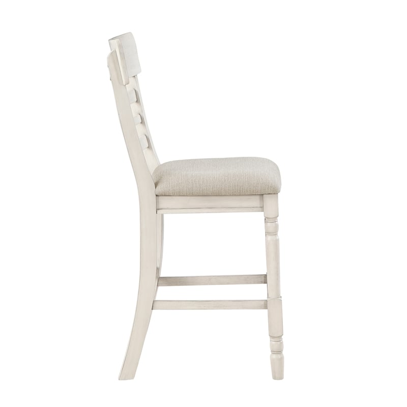 Will 26 Inch Counter Height Chair- Gray Polyester Upholstery- White- Set of 2