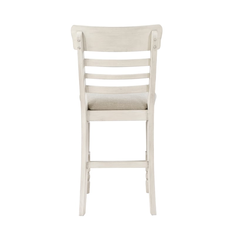 Will 26 Inch Counter Height Chair- Gray Polyester Upholstery- White- Set of 2