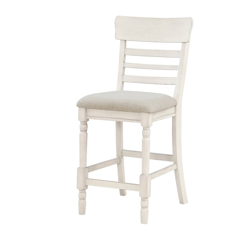 Will 26 Inch Counter Height Chair- Gray Polyester Upholstery- White- Set of 2