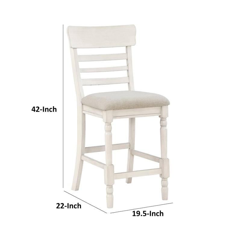 Will 26 Inch Counter Height Chair- Gray Polyester Upholstery- White- Set of 2