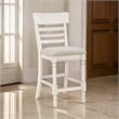 Will 26 Inch Counter Height Chair- Gray Polyester Upholstery- White- Set of 2