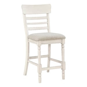 Will 26 Inch Counter Height Chair- Gray Polyester Upholstery- White- Set of 2