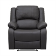 Chris 38 Inch Manual Recliner Chair- Solid Wood- Black Faux Leather