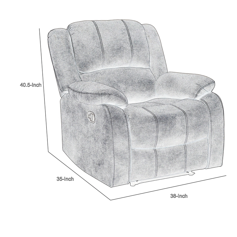 Chris 38 Inch Manual Recliner Chair- Solid Wood- Black Faux Leather