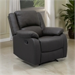 Chris 38 Inch Manual Recliner Chair- Solid Wood- Black Faux Leather
